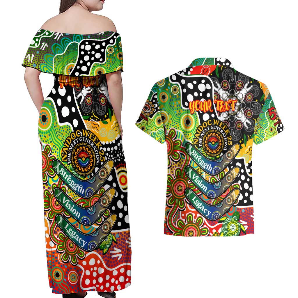 Personalised Panthers NRL Celebrating 50 Years of Naidoc Couples Matching Off Shoulder Maxi Dress and Hawaiian Shirt NAIDOC Week 2025 Aboriginal