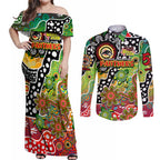 Personalised Panthers NRL Celebrating 50 Years of Naidoc Couples Matching Off Shoulder Maxi Dress and Long Sleeve Button Shirt NAIDOC Week 2025 Aboriginal