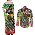 Personalised Panthers NRL Celebrating 50 Years of Naidoc Couples Matching Off Shoulder Maxi Dress and Long Sleeve Button Shirt NAIDOC Week 2025 Aboriginal