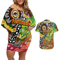 Personalised Panthers NRL Celebrating 50 Years of Naidoc Couples Matching Off Shoulder Short Dress and Hawaiian Shirt NAIDOC Week 2025 Aboriginal