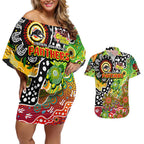 Personalised Panthers NRL Celebrating 50 Years of Naidoc Couples Matching Off Shoulder Short Dress and Hawaiian Shirt NAIDOC Week 2025 Aboriginal