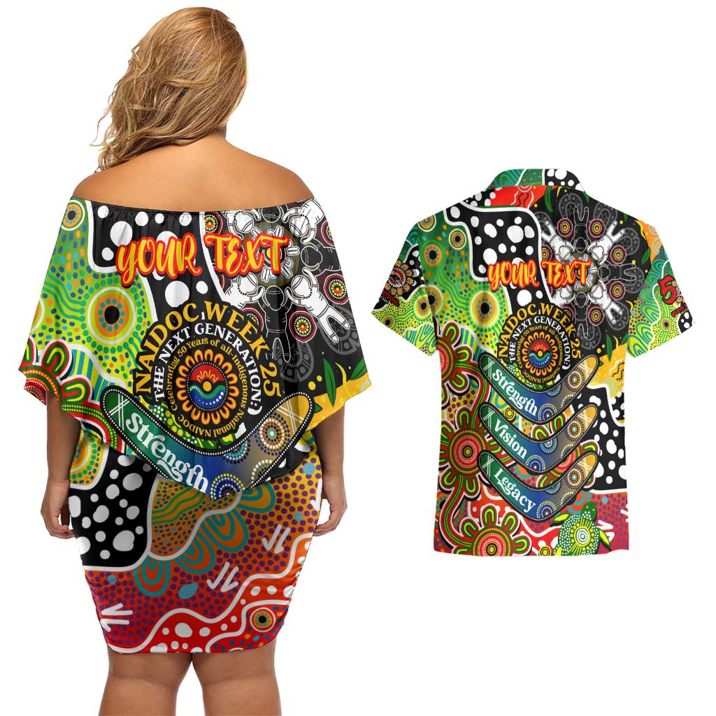 Personalised Panthers NRL Celebrating 50 Years of Naidoc Couples Matching Off Shoulder Short Dress and Hawaiian Shirt NAIDOC Week 2025 Aboriginal