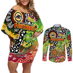 Personalised Panthers NRL Celebrating 50 Years of Naidoc Couples Matching Off Shoulder Short Dress and Long Sleeve Button Shirt NAIDOC Week 2025 Aboriginal