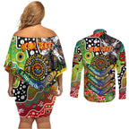 Personalised Panthers NRL Celebrating 50 Years of Naidoc Couples Matching Off Shoulder Short Dress and Long Sleeve Button Shirt NAIDOC Week 2025 Aboriginal