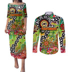 Personalised Panthers NRL Celebrating 50 Years of Naidoc Couples Matching Puletasi and Long Sleeve Button Shirt NAIDOC Week 2025 Aboriginal