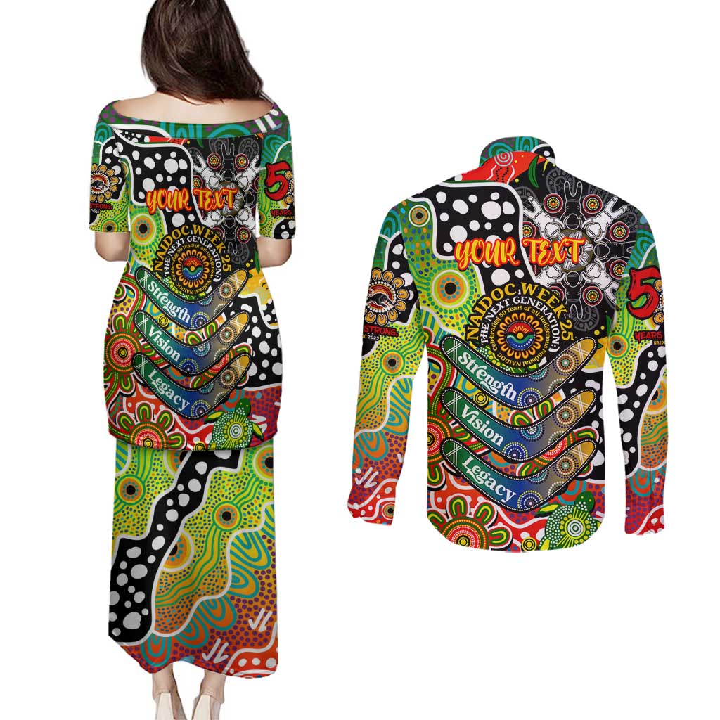 Personalised Panthers NRL Celebrating 50 Years of Naidoc Couples Matching Puletasi and Long Sleeve Button Shirt NAIDOC Week 2025 Aboriginal