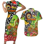 Personalised Panthers NRL Celebrating 50 Years of Naidoc Couples Matching Short Sleeve Bodycon Dress and Hawaiian Shirt NAIDOC Week 2025 Aboriginal
