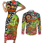 Personalised Panthers NRL Celebrating 50 Years of Naidoc Couples Matching Short Sleeve Bodycon Dress and Long Sleeve Button Shirt NAIDOC Week 2025 Aboriginal