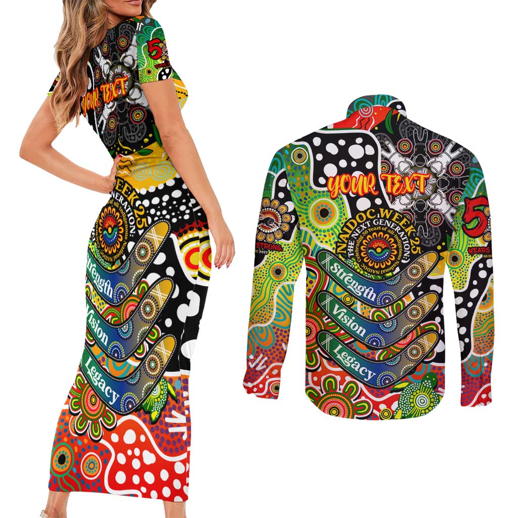 Personalised Panthers NRL Celebrating 50 Years of Naidoc Couples Matching Short Sleeve Bodycon Dress and Long Sleeve Button Shirt NAIDOC Week 2025 Aboriginal