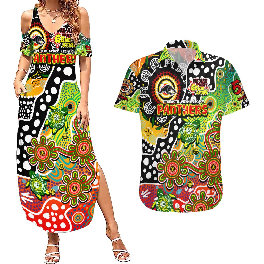 Personalised Panthers NRL Celebrating 50 Years of Naidoc Couples Matching Summer Maxi Dress and Hawaiian Shirt NAIDOC Week 2025 Aboriginal