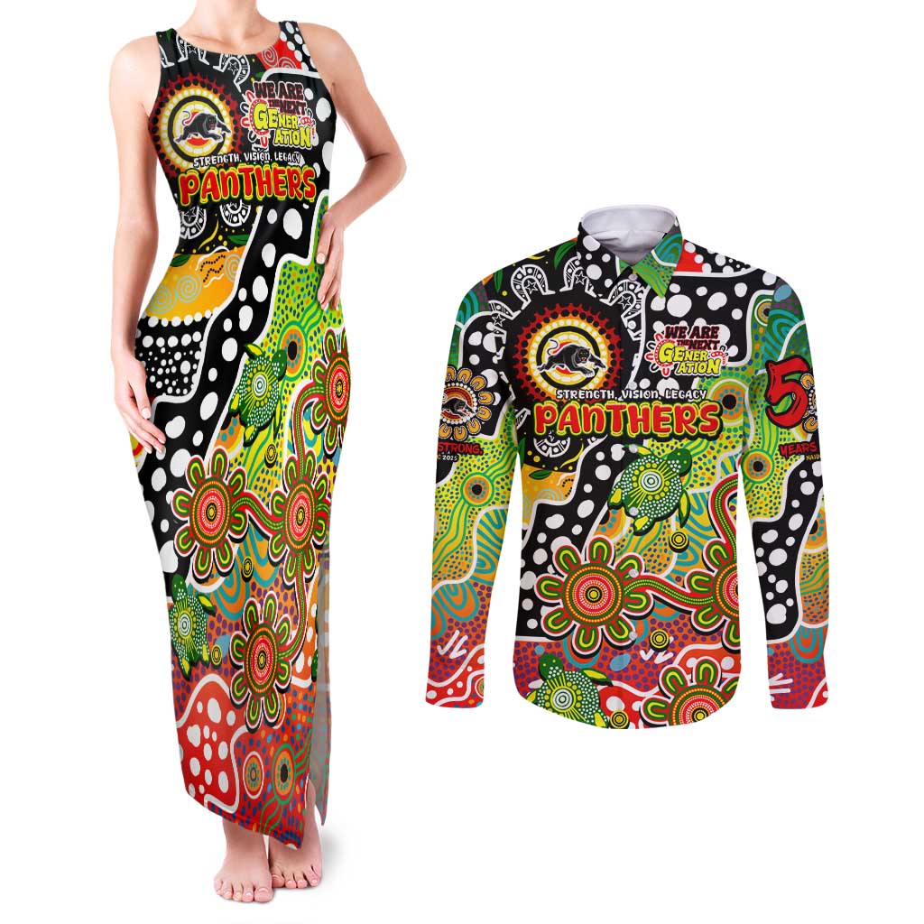 Personalised Panthers NRL Celebrating 50 Years of Naidoc Couples Matching Tank Maxi Dress and Long Sleeve Button Shirt NAIDOC Week 2025 Aboriginal