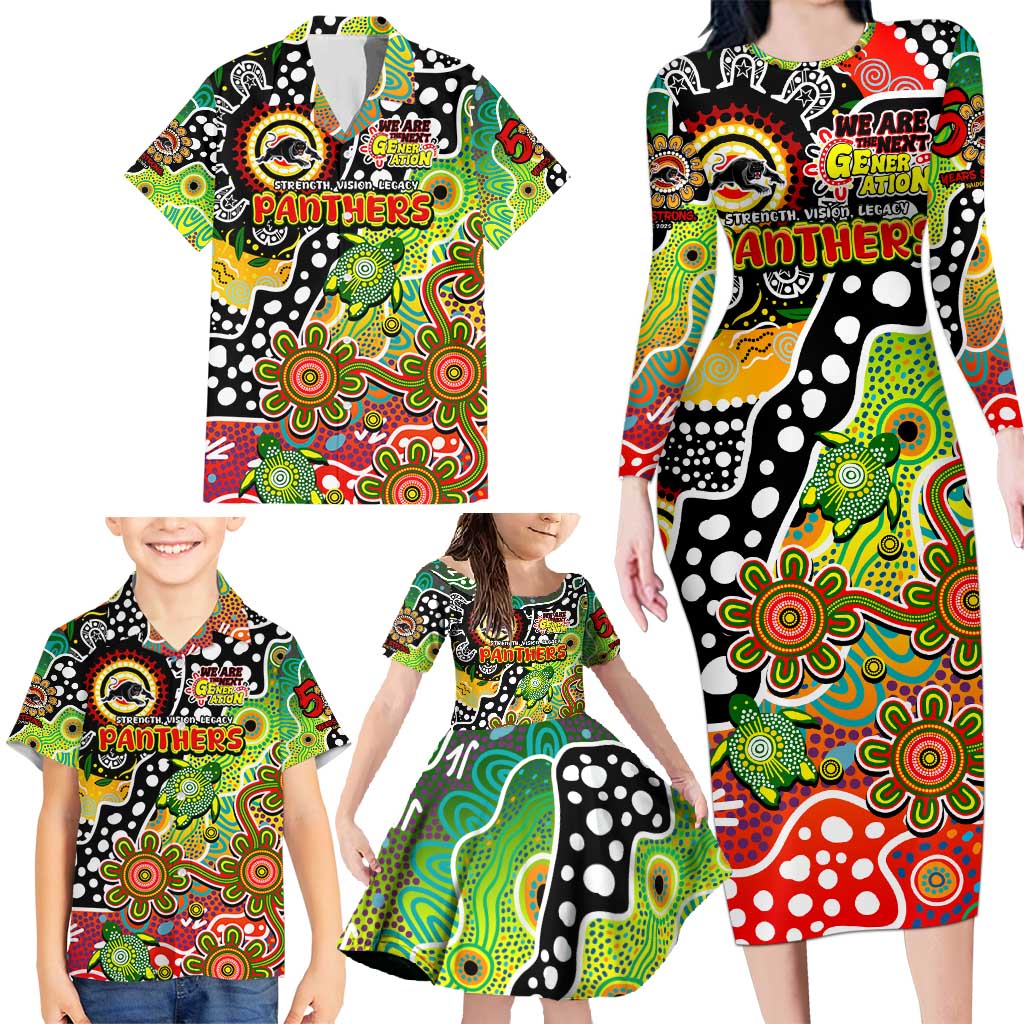 Personalised Panthers NRL Celebrating 50 Years of Naidoc Family Matching Long Sleeve Bodycon Dress and Hawaiian Shirt NAIDOC Week 2025 Aboriginal