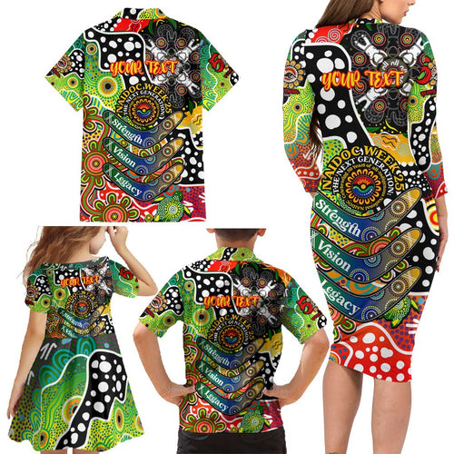 Personalised Panthers NRL Celebrating 50 Years of Naidoc Family Matching Long Sleeve Bodycon Dress and Hawaiian Shirt NAIDOC Week 2025 Aboriginal