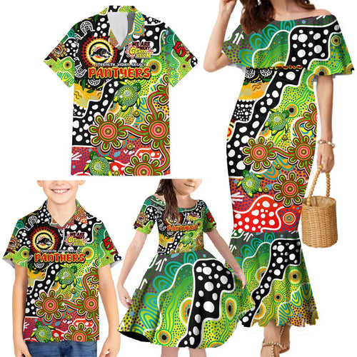 Personalised Panthers NRL Celebrating 50 Years of Naidoc Family Matching Mermaid Dress and Hawaiian Shirt NAIDOC Week 2025 Aboriginal