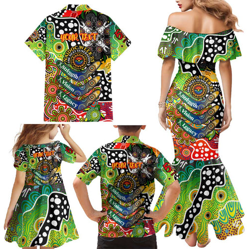 Personalised Panthers NRL Celebrating 50 Years of Naidoc Family Matching Mermaid Dress and Hawaiian Shirt NAIDOC Week 2025 Aboriginal