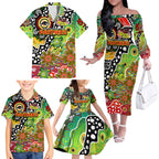Personalised Panthers NRL Celebrating 50 Years of Naidoc Family Matching Off The Shoulder Long Sleeve Dress and Hawaiian Shirt NAIDOC Week 2025 Aboriginal