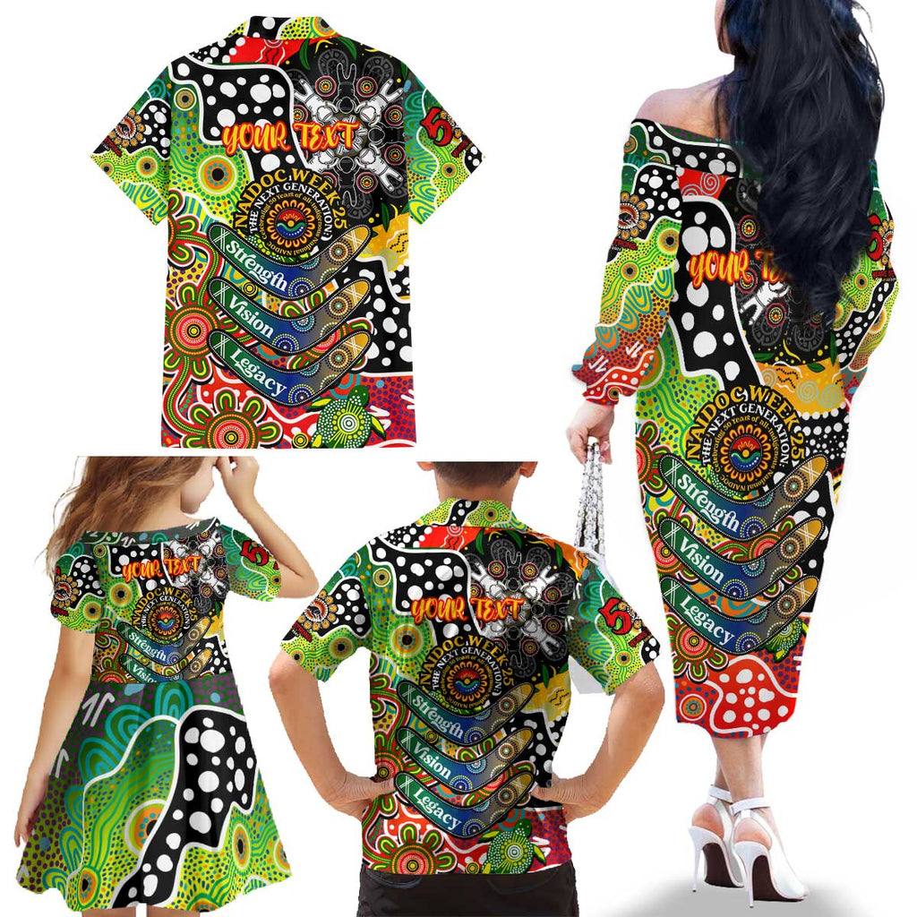 Personalised Panthers NRL Celebrating 50 Years of Naidoc Family Matching Off The Shoulder Long Sleeve Dress and Hawaiian Shirt NAIDOC Week 2025 Aboriginal