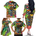 Personalised Panthers NRL Celebrating 50 Years of Naidoc Family Matching Off The Shoulder Long Sleeve Dress and Hawaiian Shirt NAIDOC Week 2025 Aboriginal