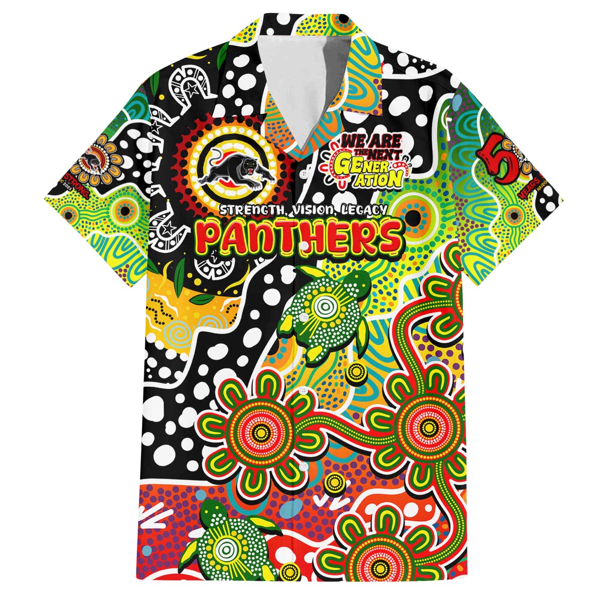 Personalised Panthers NRL Celebrating 50 Years of Naidoc Family Matching Off The Shoulder Long Sleeve Dress and Hawaiian Shirt NAIDOC Week 2025 Aboriginal
