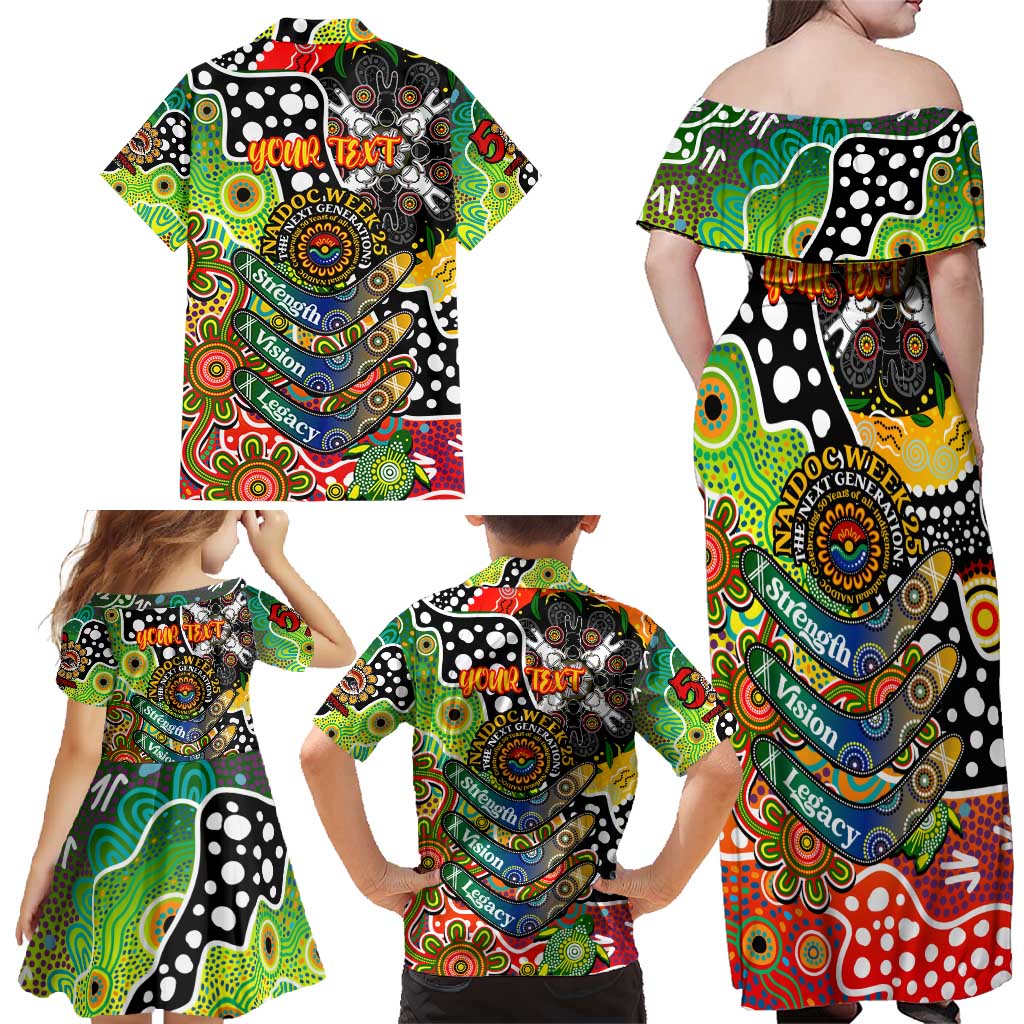 Personalised Panthers NRL Celebrating 50 Years of Naidoc Family Matching Off Shoulder Maxi Dress and Hawaiian Shirt NAIDOC Week 2025 Aboriginal