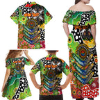 Personalised Panthers NRL Celebrating 50 Years of Naidoc Family Matching Off Shoulder Maxi Dress and Hawaiian Shirt NAIDOC Week 2025 Aboriginal