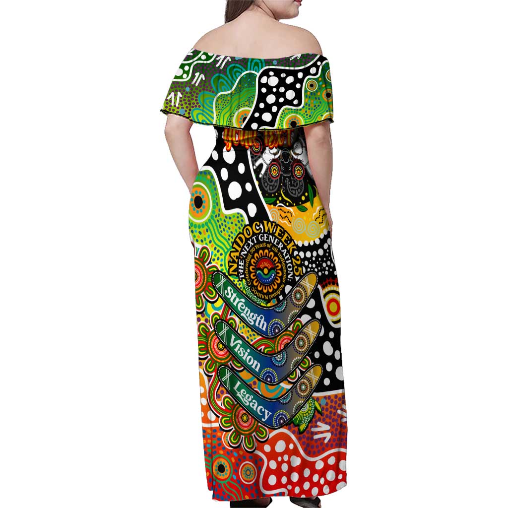 Personalised Panthers NRL Celebrating 50 Years of Naidoc Family Matching Off Shoulder Maxi Dress and Hawaiian Shirt NAIDOC Week 2025 Aboriginal