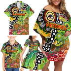 Personalised Panthers NRL Celebrating 50 Years of Naidoc Family Matching Off Shoulder Short Dress and Hawaiian Shirt NAIDOC Week 2025 Aboriginal
