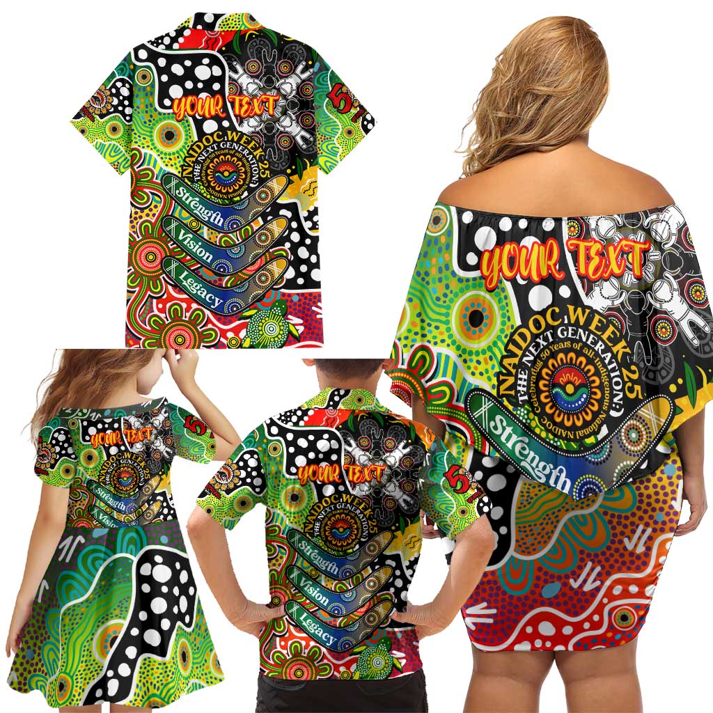 Personalised Panthers NRL Celebrating 50 Years of Naidoc Family Matching Off Shoulder Short Dress and Hawaiian Shirt NAIDOC Week 2025 Aboriginal