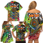 Personalised Panthers NRL Celebrating 50 Years of Naidoc Family Matching Off Shoulder Short Dress and Hawaiian Shirt NAIDOC Week 2025 Aboriginal