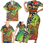 Personalised Panthers NRL Celebrating 50 Years of Naidoc Family Matching Short Sleeve Bodycon Dress and Hawaiian Shirt NAIDOC Week 2025 Aboriginal