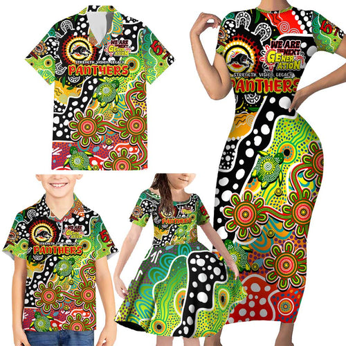 Personalised Panthers NRL Celebrating 50 Years of Naidoc Family Matching Short Sleeve Bodycon Dress and Hawaiian Shirt NAIDOC Week 2025 Aboriginal