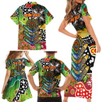 Personalised Panthers NRL Celebrating 50 Years of Naidoc Family Matching Short Sleeve Bodycon Dress and Hawaiian Shirt NAIDOC Week 2025 Aboriginal