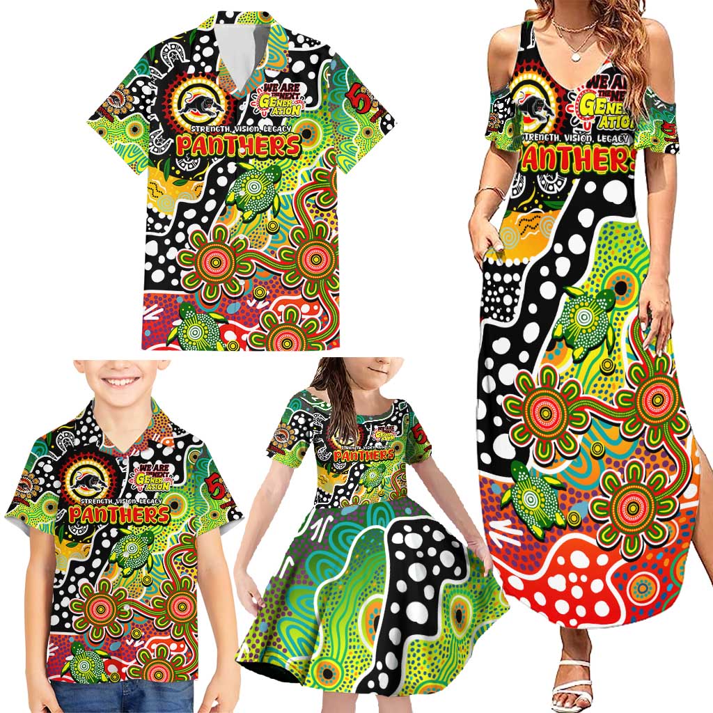 Personalised Panthers NRL Celebrating 50 Years of Naidoc Family Matching Summer Maxi Dress and Hawaiian Shirt NAIDOC Week 2025 Aboriginal
