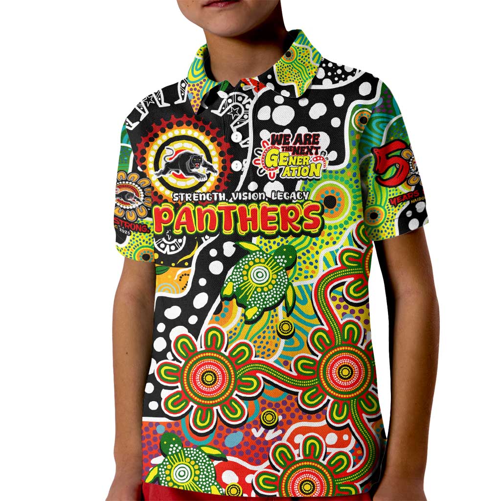 Personalised Panthers NRL Celebrating 50 Years of Naidoc Kid Polo Shirt NAIDOC Week 2025 Aboriginal
