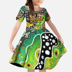 Personalised Panthers NRL Celebrating 50 Years of Naidoc Kid Short Sleeve Dress NAIDOC Week 2025 Aboriginal