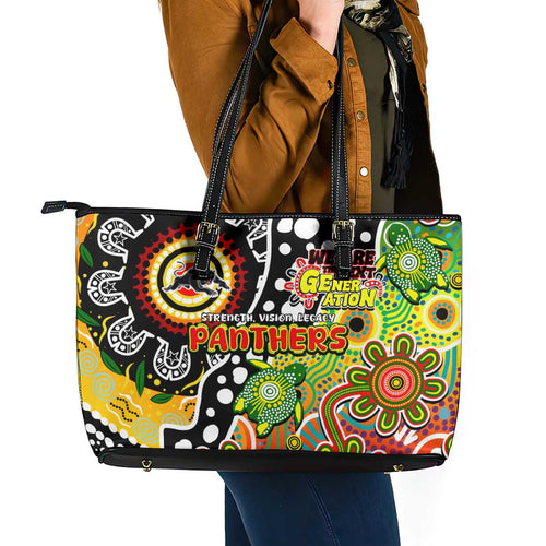 Panthers NRL Celebrating 50 Years of Naidoc Leather Tote Bag NAIDOC Week 2025 Aboriginal