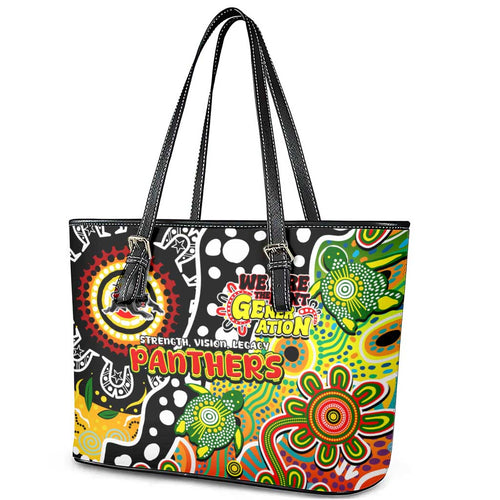 Panthers NRL Celebrating 50 Years of Naidoc Leather Tote Bag NAIDOC Week 2025 Aboriginal