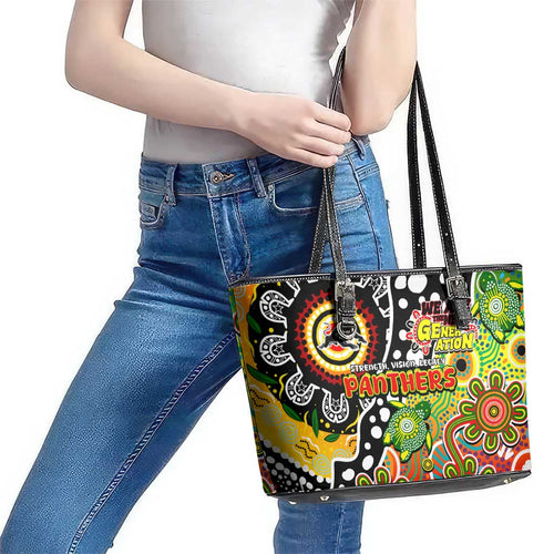 Panthers NRL Celebrating 50 Years of Naidoc Leather Tote Bag NAIDOC Week 2025 Aboriginal