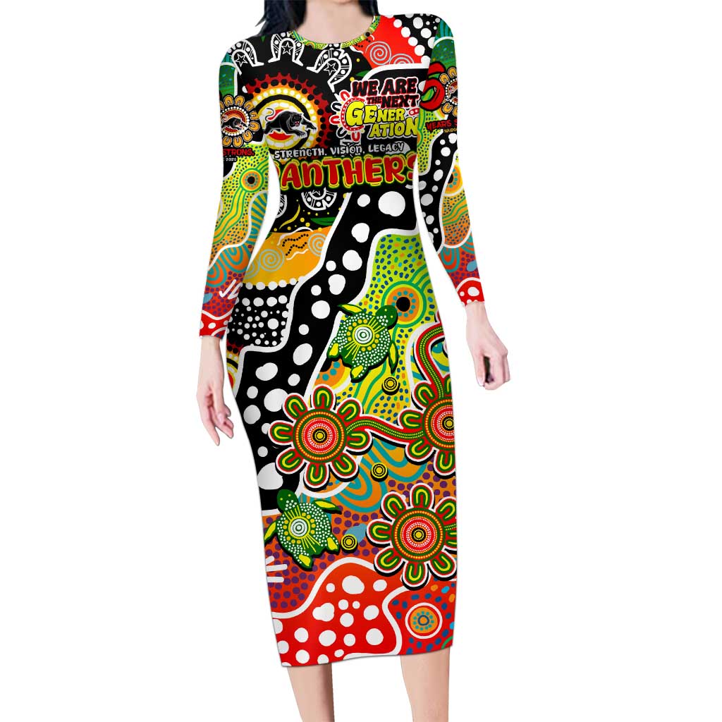 Personalised Panthers NRL Celebrating 50 Years of Naidoc Long Sleeve Bodycon Dress NAIDOC Week 2025 Aboriginal