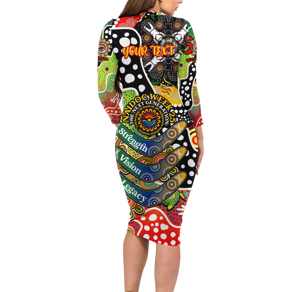 Personalised Panthers NRL Celebrating 50 Years of Naidoc Long Sleeve Bodycon Dress NAIDOC Week 2025 Aboriginal
