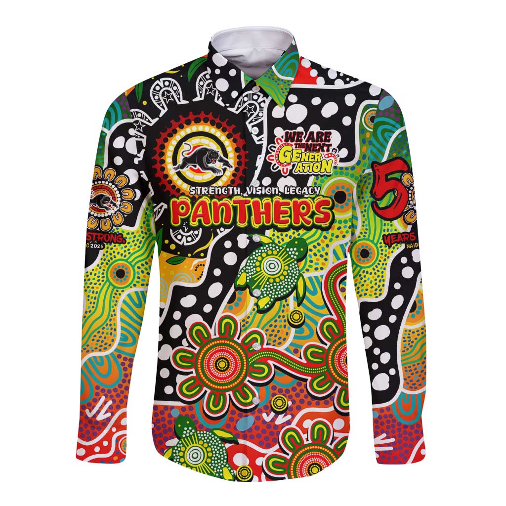 Personalised Panthers NRL Celebrating 50 Years of Naidoc Long Sleeve Button Shirt NAIDOC Week 2025 Aboriginal