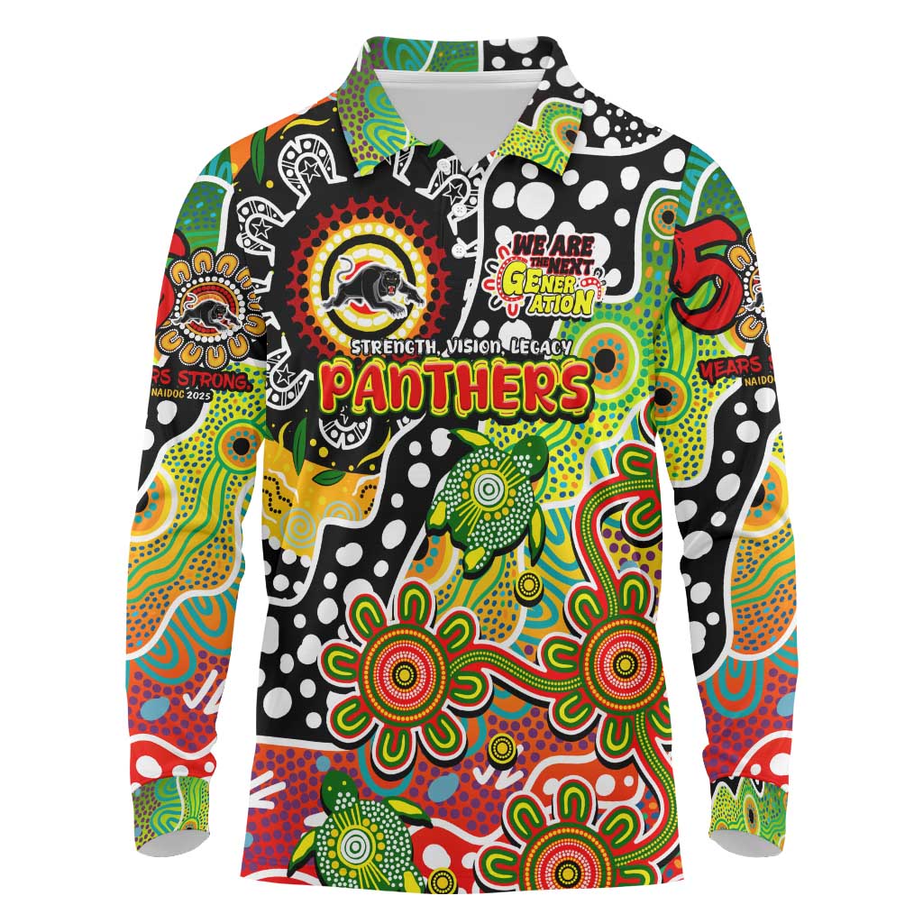 Personalised Panthers NRL Celebrating 50 Years of Naidoc Long Sleeve Polo Shirt NAIDOC Week 2025 Aboriginal