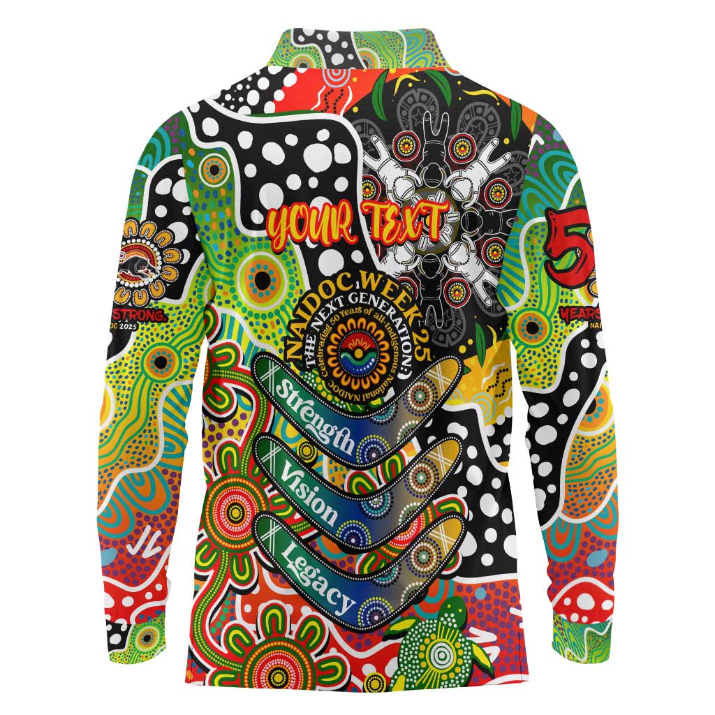 Personalised Panthers NRL Celebrating 50 Years of Naidoc Long Sleeve Polo Shirt NAIDOC Week 2025 Aboriginal