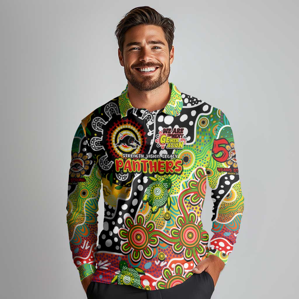 Personalised Panthers NRL Celebrating 50 Years of Naidoc Long Sleeve Polo Shirt NAIDOC Week 2025 Aboriginal