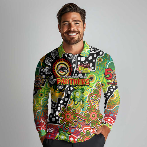 Personalised Panthers NRL Celebrating 50 Years of Naidoc Long Sleeve Polo Shirt NAIDOC Week 2025 Aboriginal
