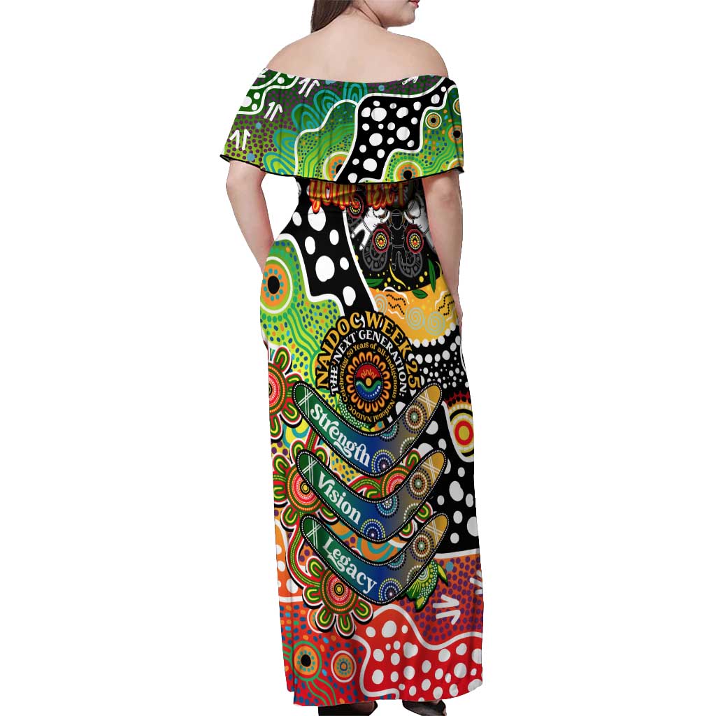 Personalised Panthers NRL Celebrating 50 Years of Naidoc Off Shoulder Maxi Dress NAIDOC Week 2025 Aboriginal