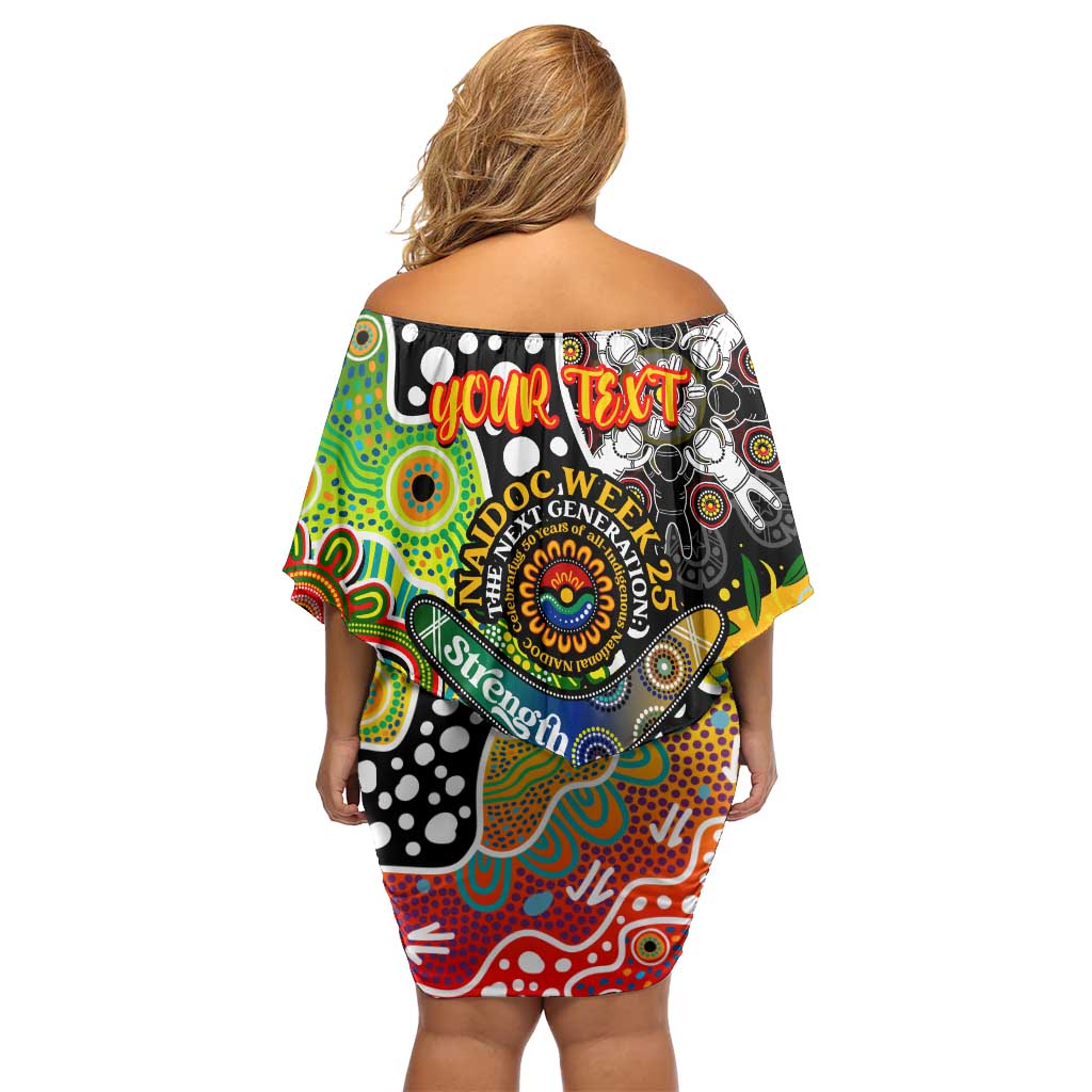 Personalised Panthers NRL Celebrating 50 Years of Naidoc Off Shoulder Short Dress NAIDOC Week 2025 Aboriginal
