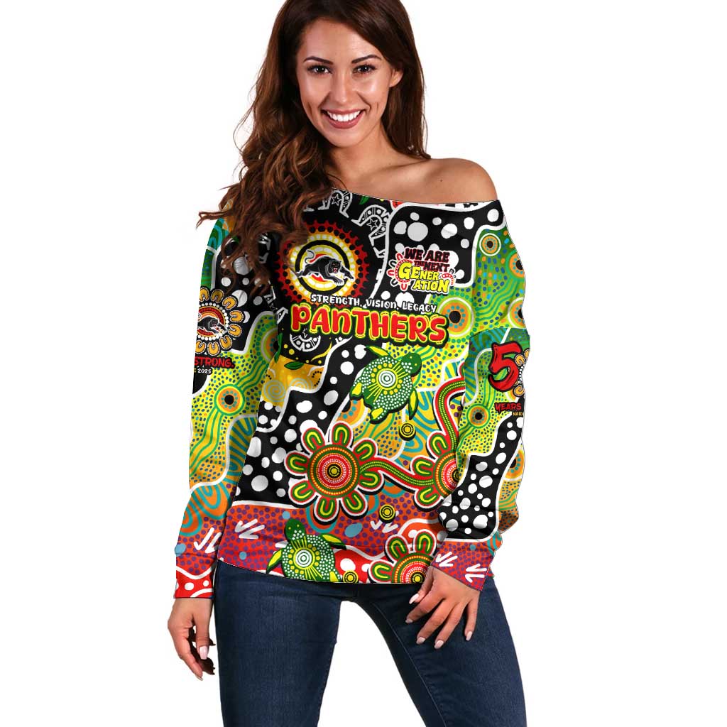 Personalised Panthers NRL Celebrating 50 Years of Naidoc Off Shoulder Sweater NAIDOC Week 2025 Aboriginal