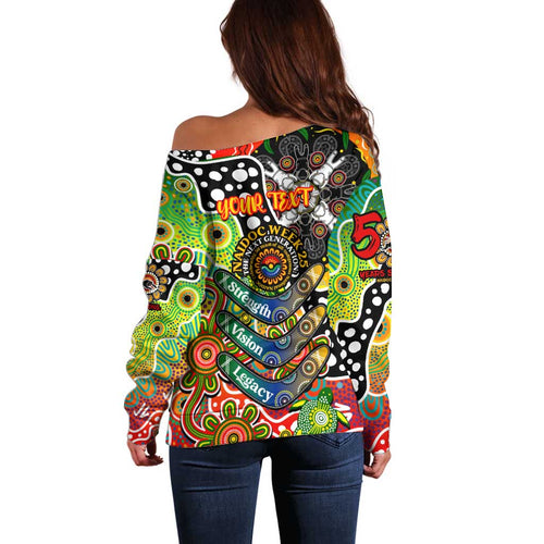 Personalised Panthers NRL Celebrating 50 Years of Naidoc Off Shoulder Sweater NAIDOC Week 2025 Aboriginal