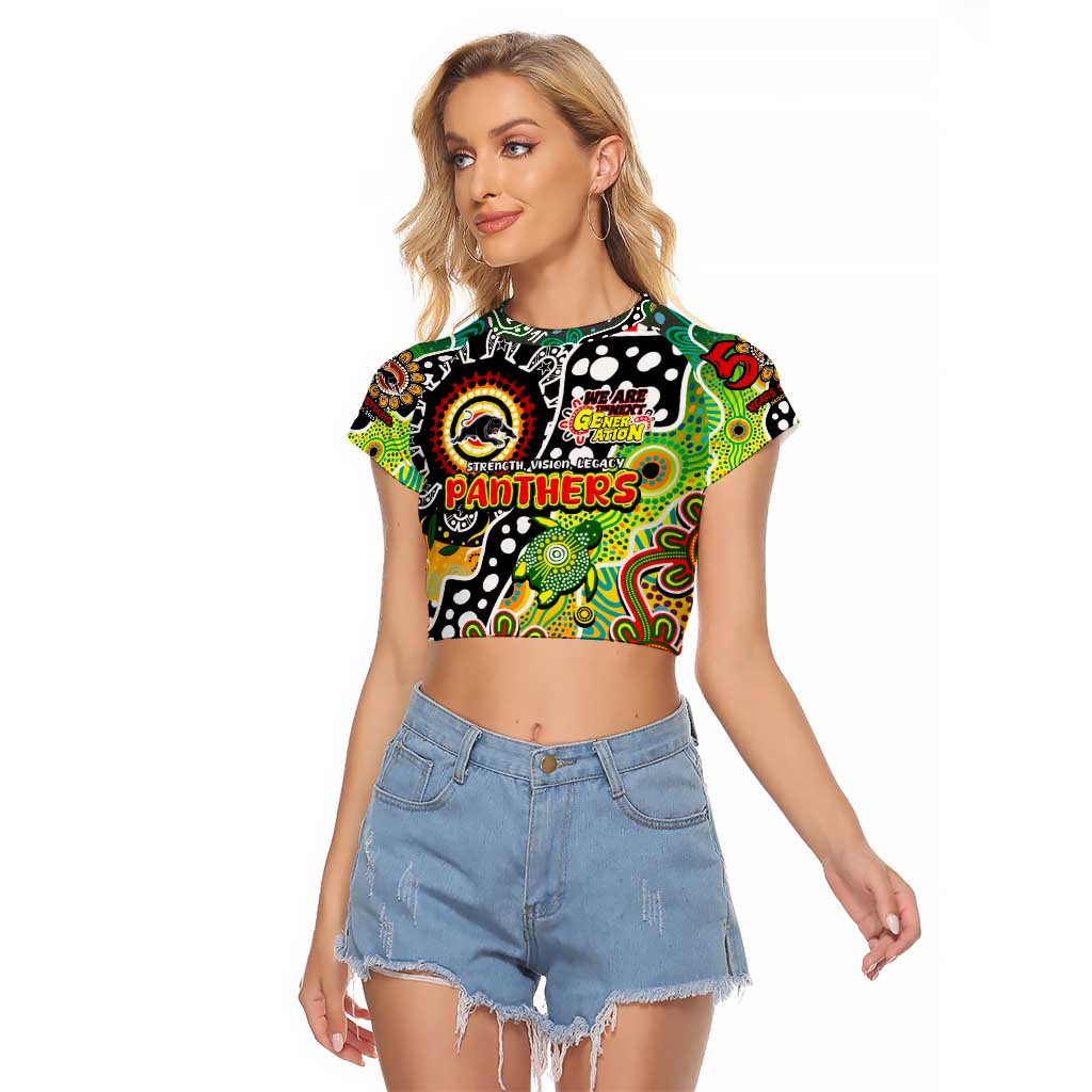 Personalised Panthers NRL Celebrating 50 Years of Naidoc Raglan Cropped T Shirt NAIDOC Week 2025 Aboriginal